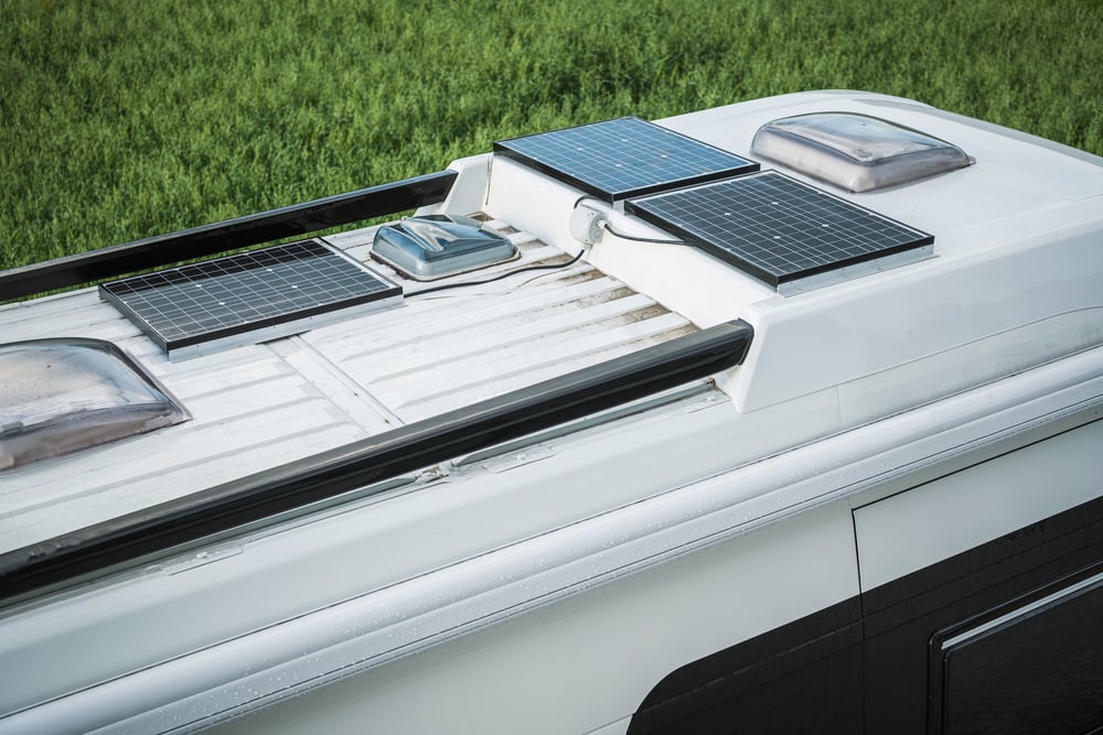 Solar Panels on the Roof of a Recreational Vehicle  